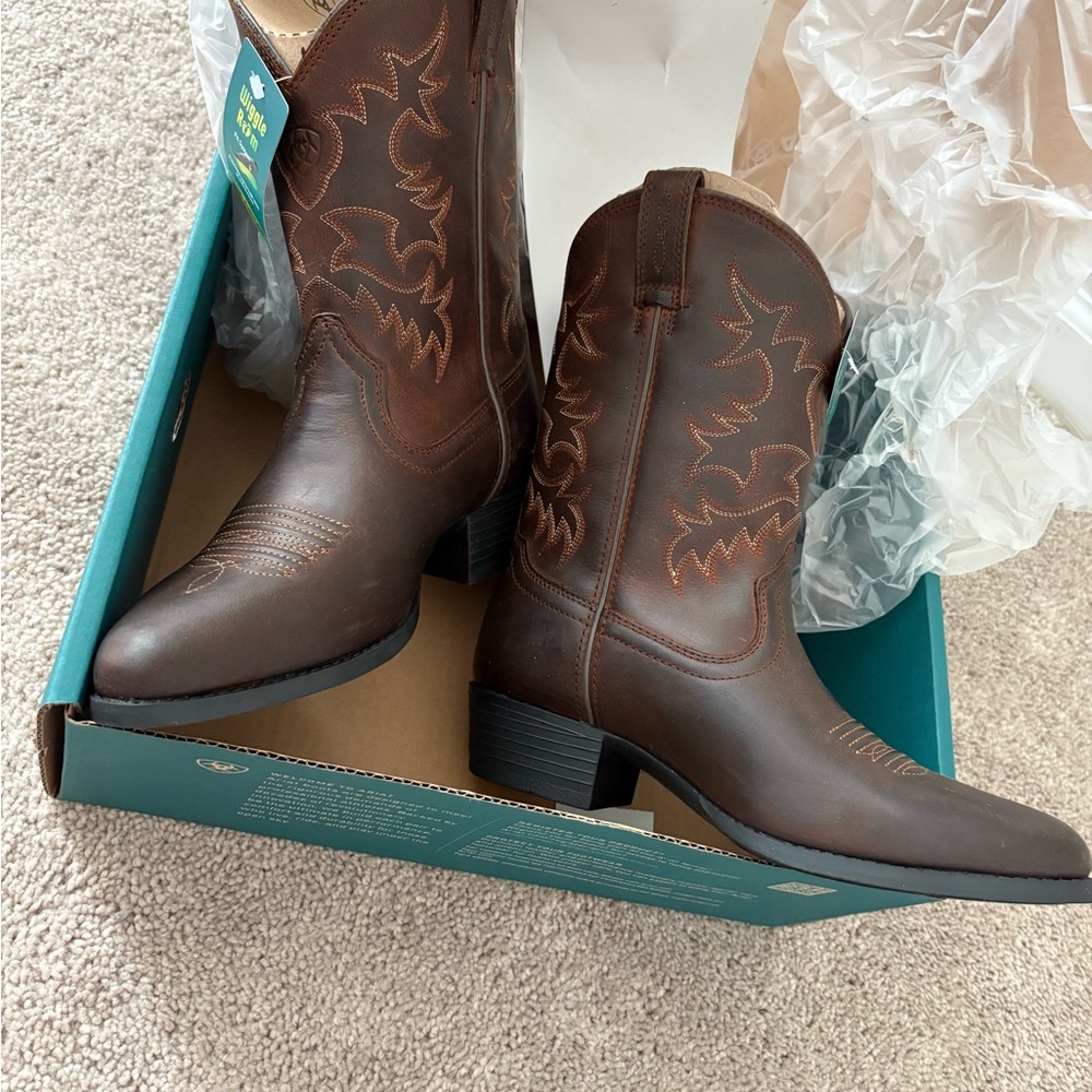 Boys Brown Leather Western Boots